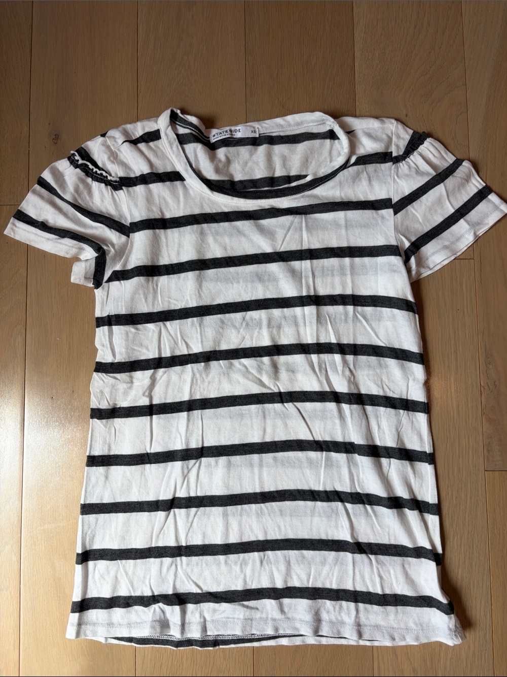 Stateside Striped Crewneck Short Sleeve Tee - Black & White
